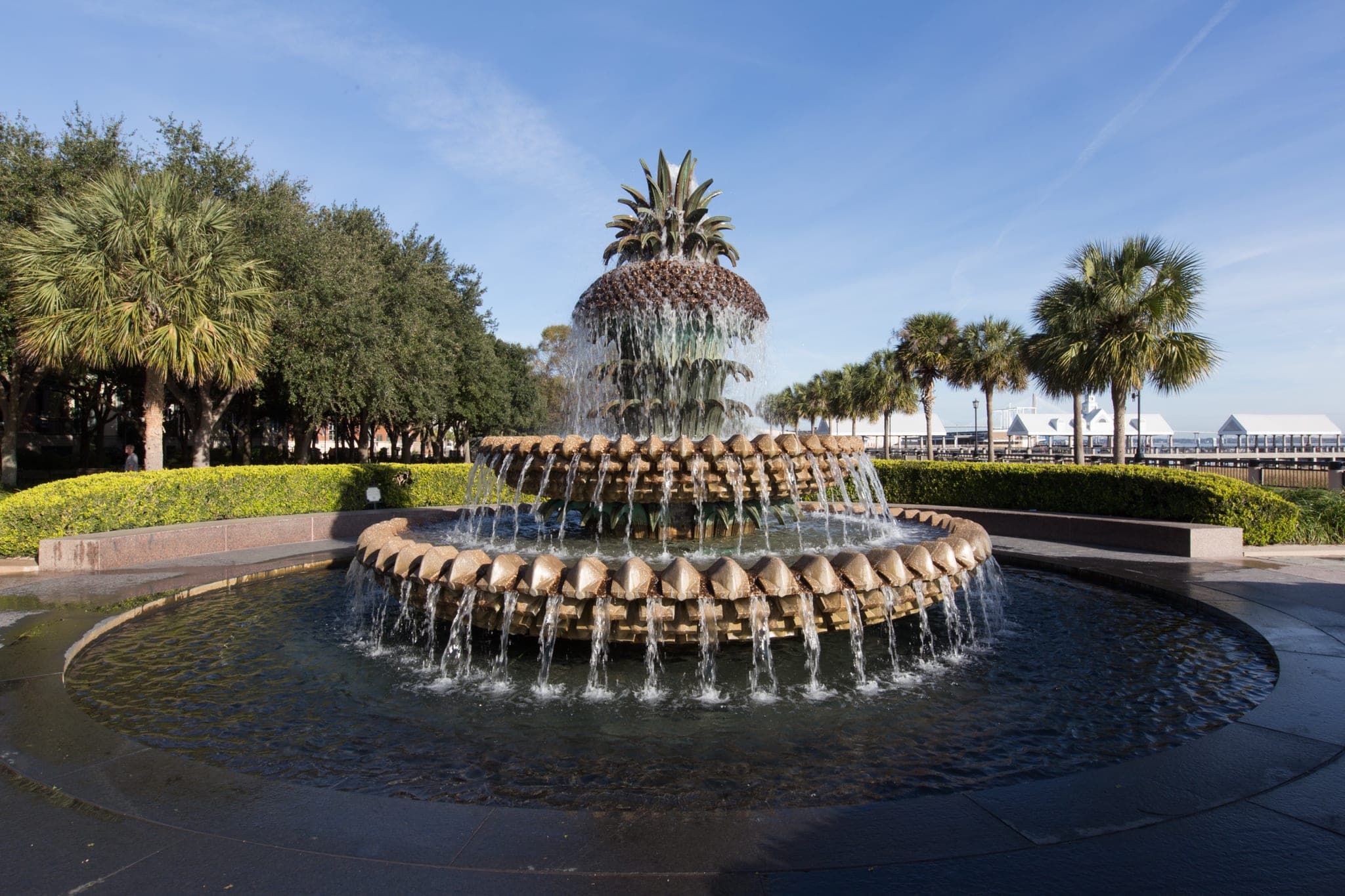 Waterfront Park along the Charleston harbor in afternoon light