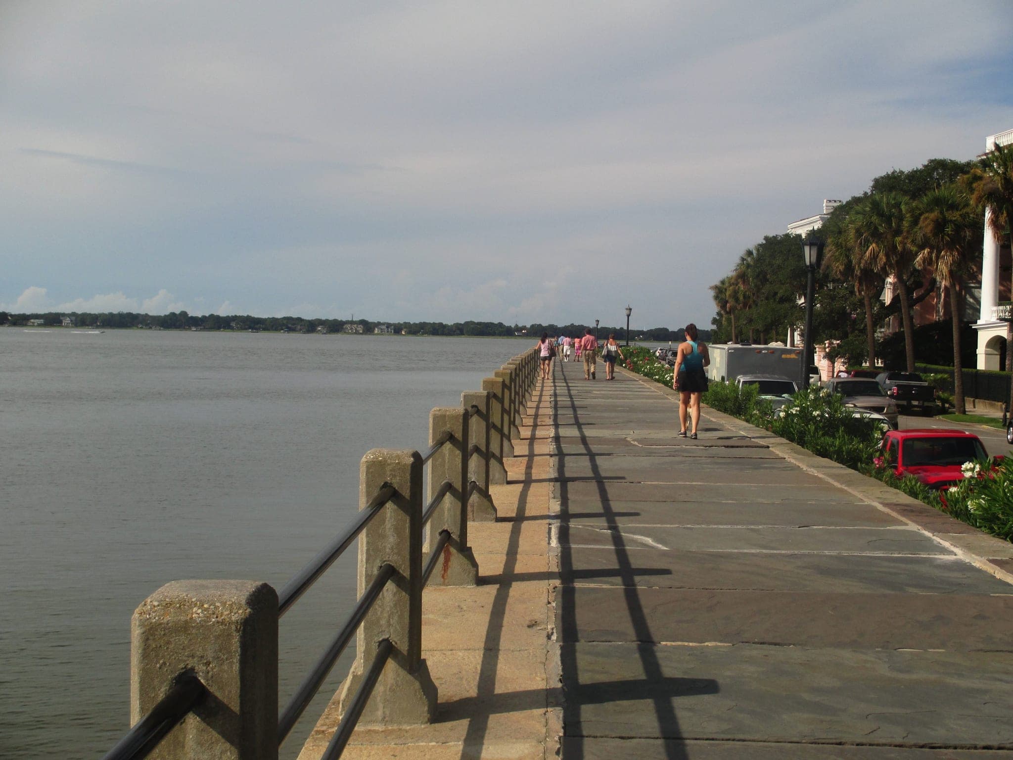 The Charleston waterfront at the Battery with harbor views