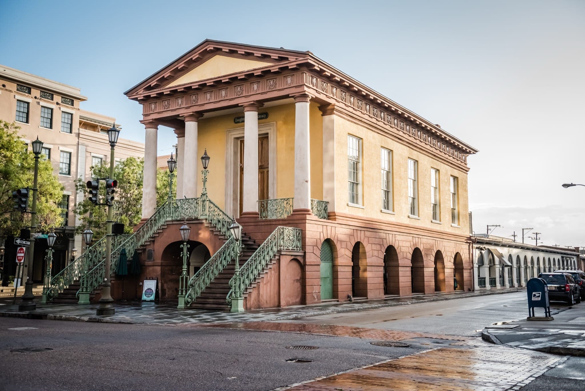The historic Charleston City Market building on Market Street