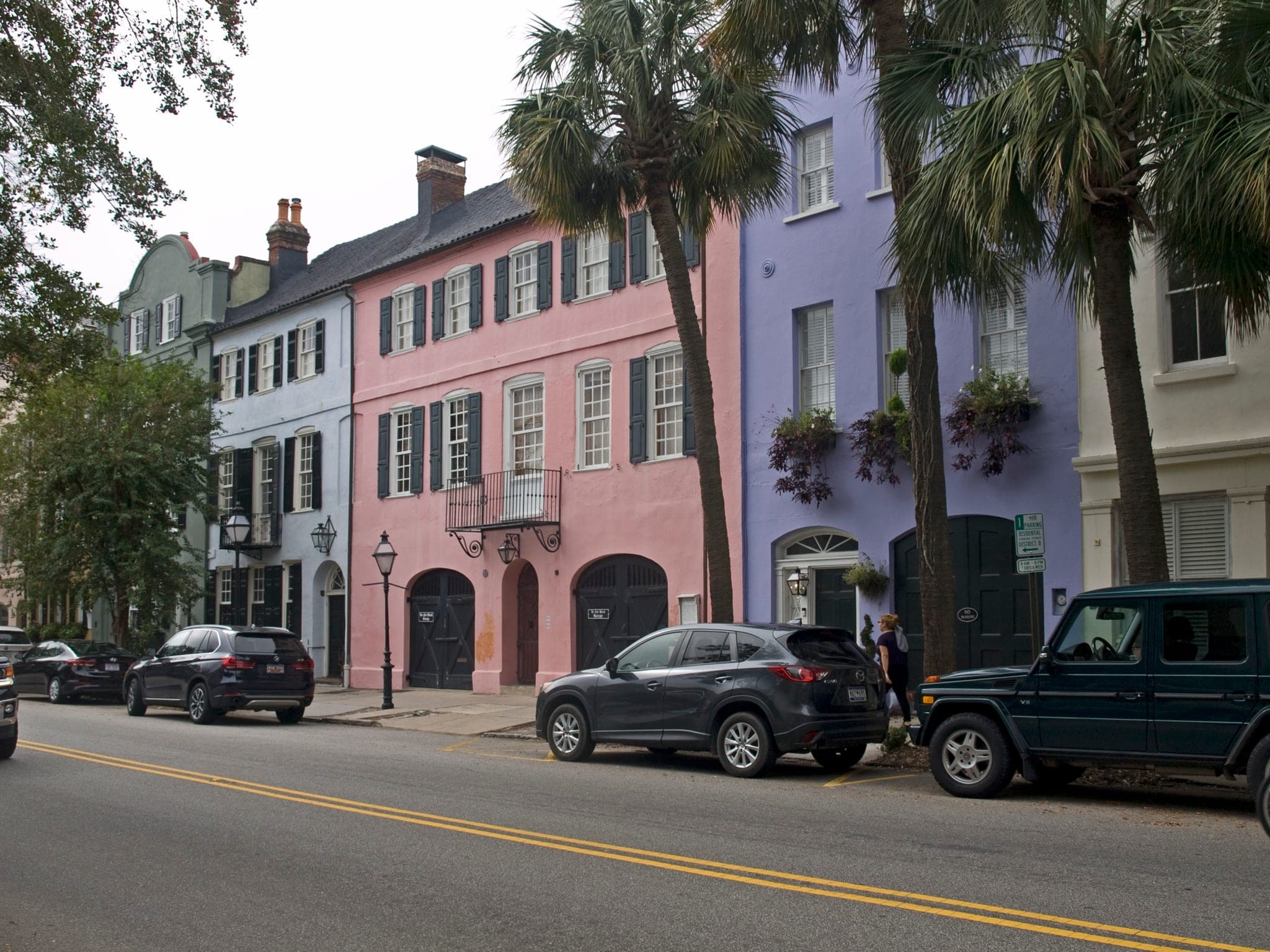 Rainbow Row — the classic pastel backdrop for a Charleston bachelorette photo